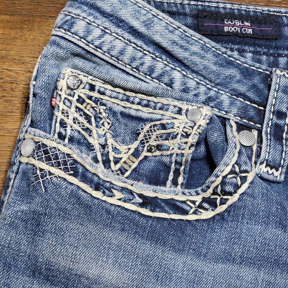 Vigoss Classic Denim Boot Cut Jeans w/ Bling Back Pockets - Size W29 L33 - Picture 3 of 10